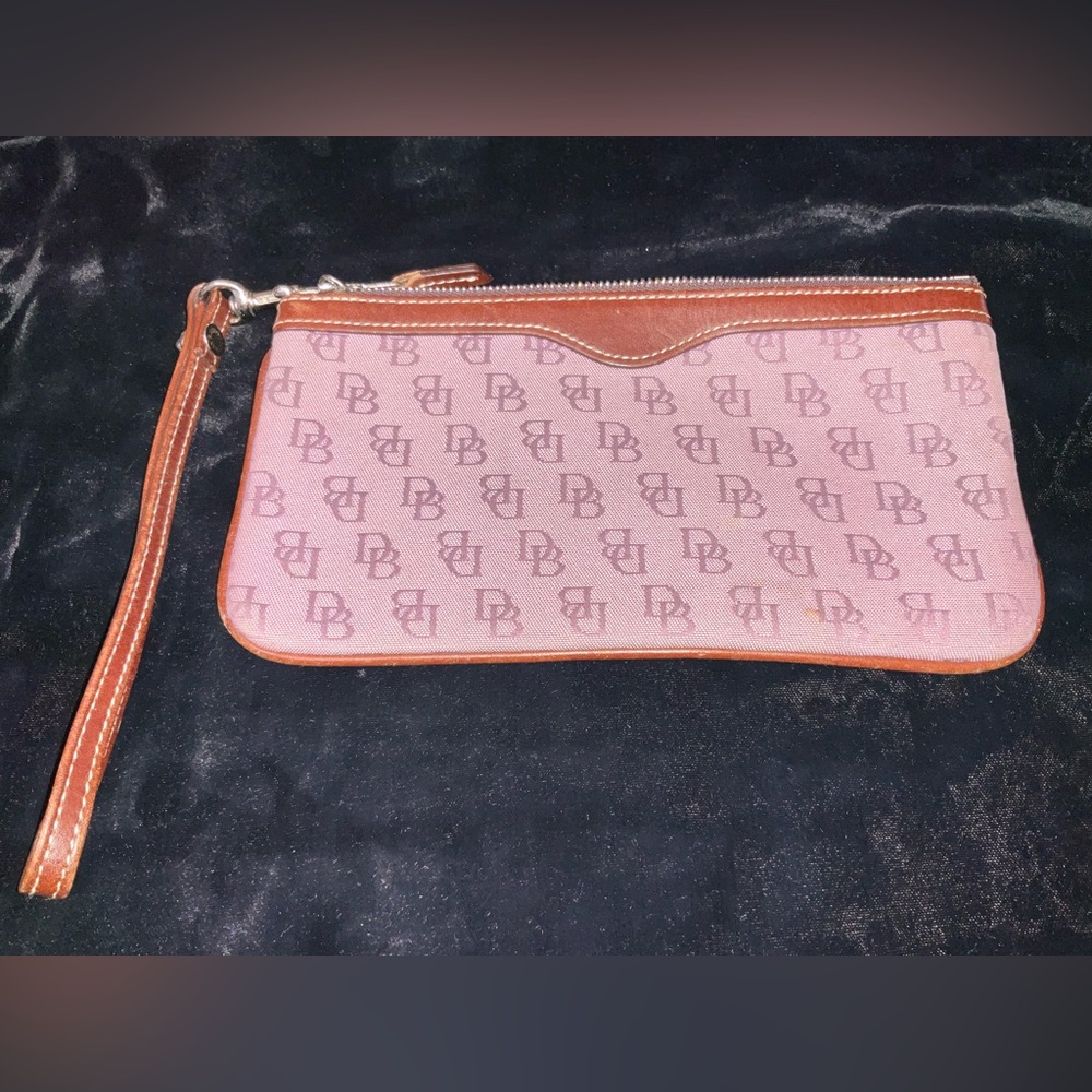 Dooney and Bourke Monogram Wristlet Wallet Coin Change Purse with Strap